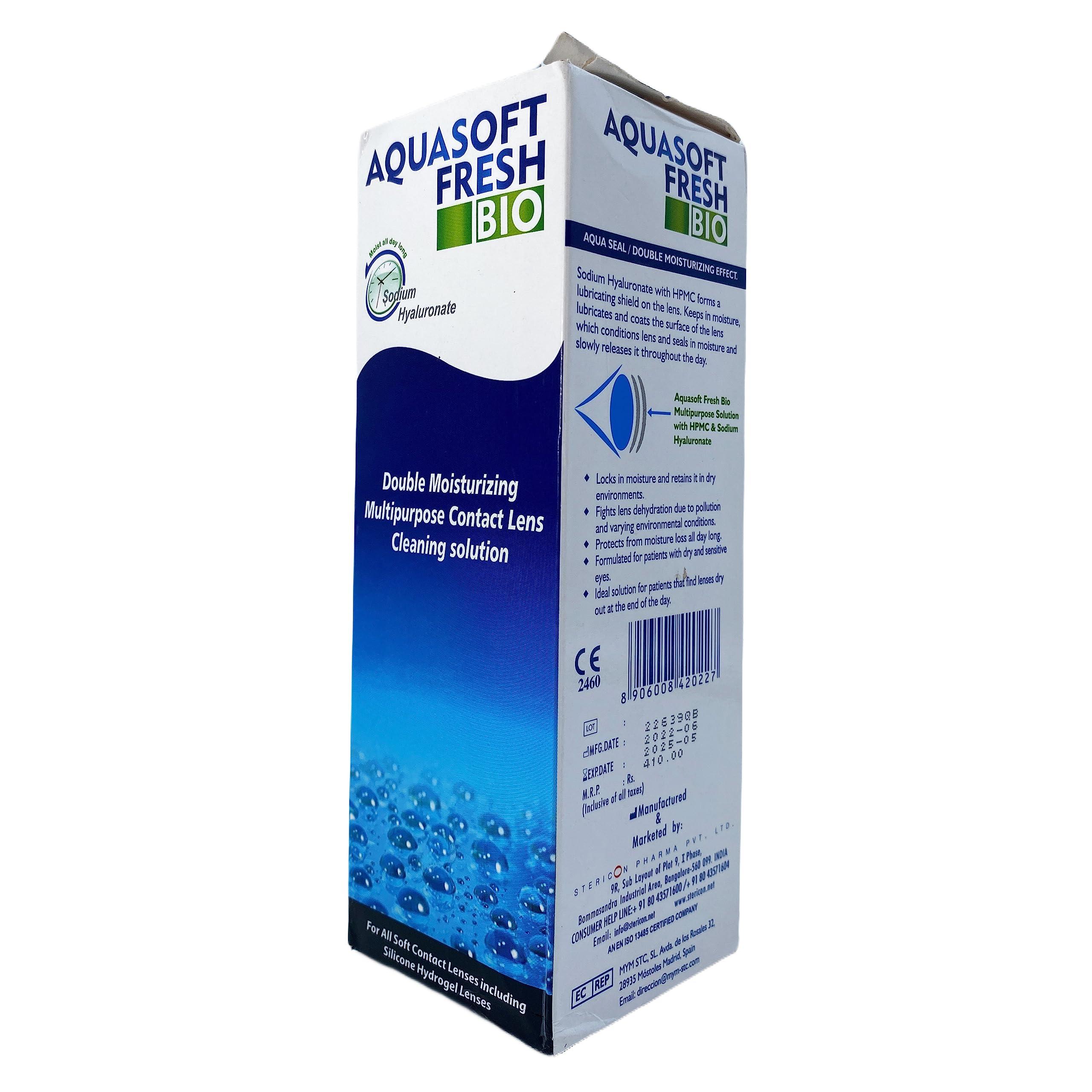 Aquasoft Aquasoft Fresh Bio Double Moisturizing Multipurpose Contact Lens Cleaning Solution (360ml)