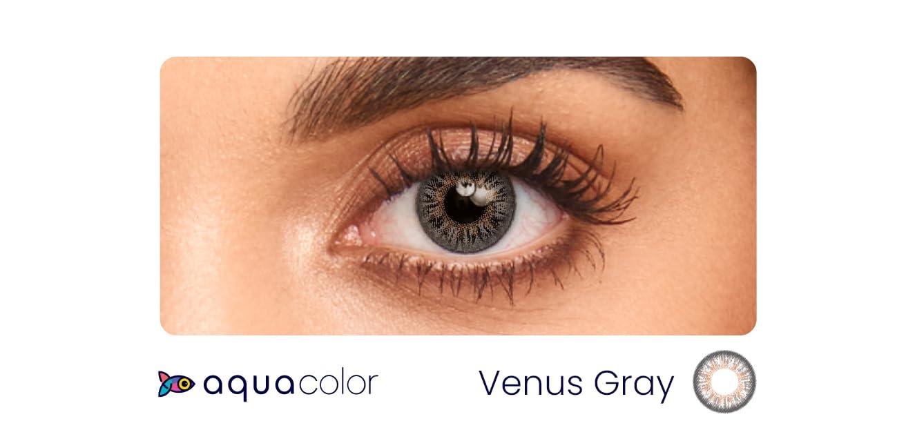 AQUALENS CONTACT LENSES AQUALENS CONTACT LENSES Aquacolor Monthly Disposable Colored Lenses With 0 Power-Venus Grey-(2 Lens/Box)