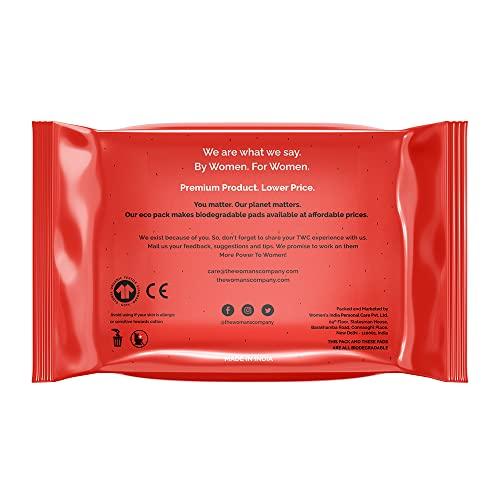 THE WOMAN'S COMPANY The Woman's Company Day Sanitary Pads for Women Value Pack of 16 | Organic Cotton Napkins Antibacterial, Biodegradable & Rash-Proof Pad for Regular Flow