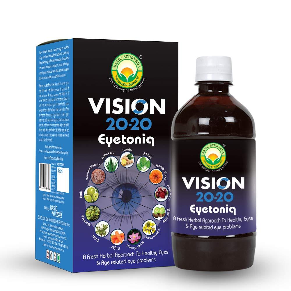 BASIC AYURVEDA Basic Ayurveda Vision 20-20 Eyetoniq 450 Ml- Herbal Eye Tonic | Ayurvedic Drink For Eyes, Promoting Clarity, Focus, And Overall Visual Wellness | A Powerful Blend Of Natural Ingredients