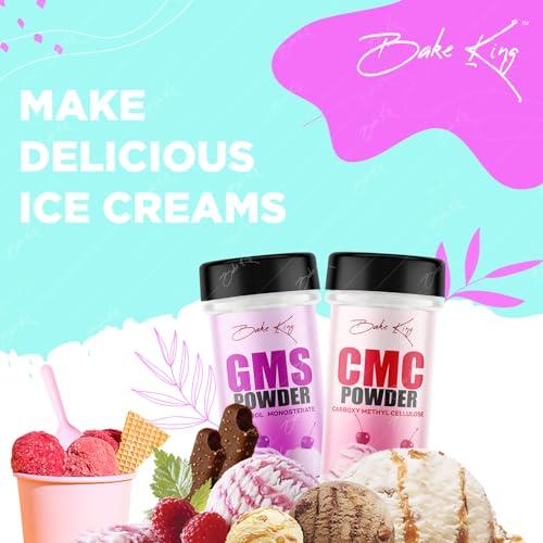 BAKE KING BAKE KING Pack of 2 GMS Powder (Glycerol Monostearate) 50gm and CMC Powder (Carboxymethyl Cellulose) 50gm | Raising Ingredient | Instant Ice Creams That Improves Texture, Softness