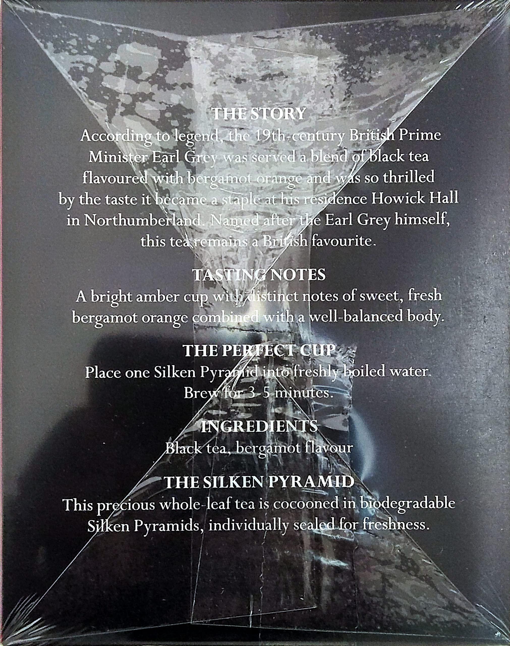 Newby Newby Earl Grey Black Tea Silken Pyramids, Pack of 10 Herbal Tea Bags, Premium Tea Leaves Blended with 100% Natural Oil of Bergamot (25g)