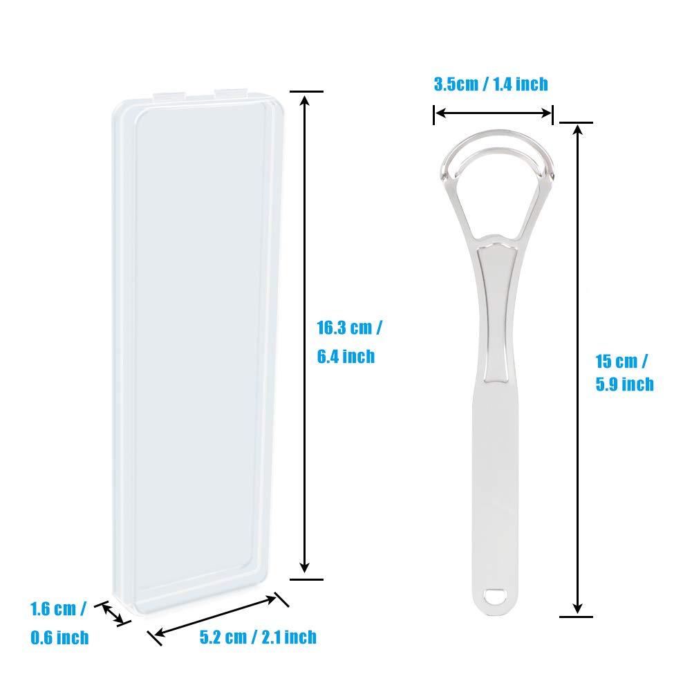 UUZIYOU Stainless Steel Tongue Scraper Cleaner, 2 Pack Fresh Breath Tongue Cleaner for Adults, Kids, Men and Women, Surgical Grade Metal Scraper for Healty Oral Care, Bad Breath Cure (with 2 Travel Cases)
