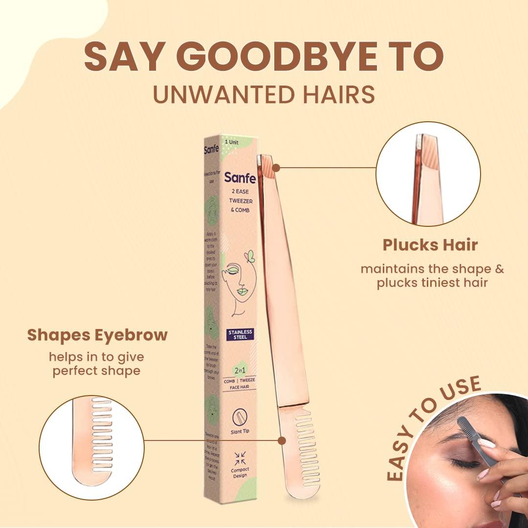Sanfe Sanfe Tweezer with comb, 100% stainless steel, Easy to Use, tweezes out unwanted hair, Non-slip grip