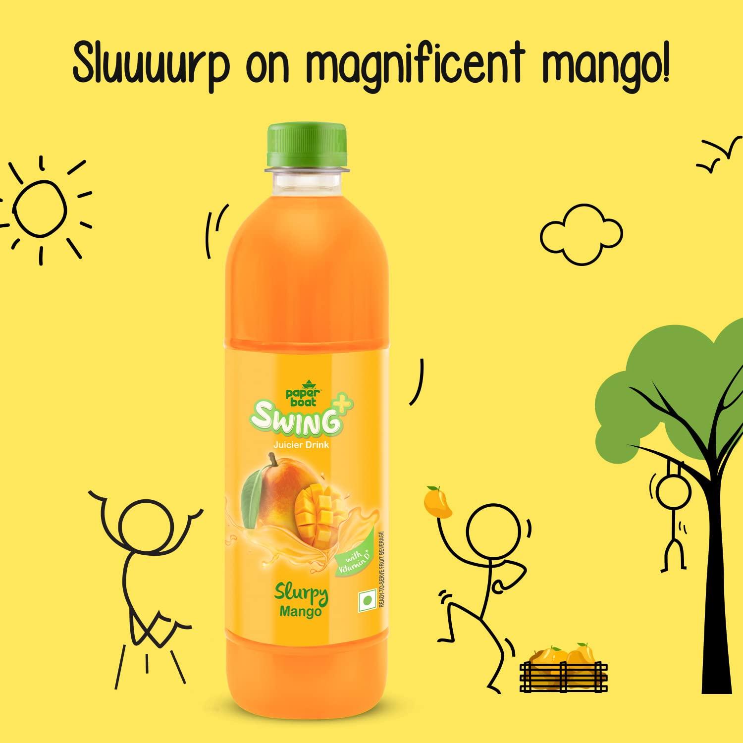 Paper Boat Paperboat Swing Slurpy Mango Juice with Vitamin D, 600 ml Each - Pack of 6 & Paper Boat Lychee Juice, Litchi Jelly Drink Enriched with Vitamin D (Pack of 9, 150ml each), Pink