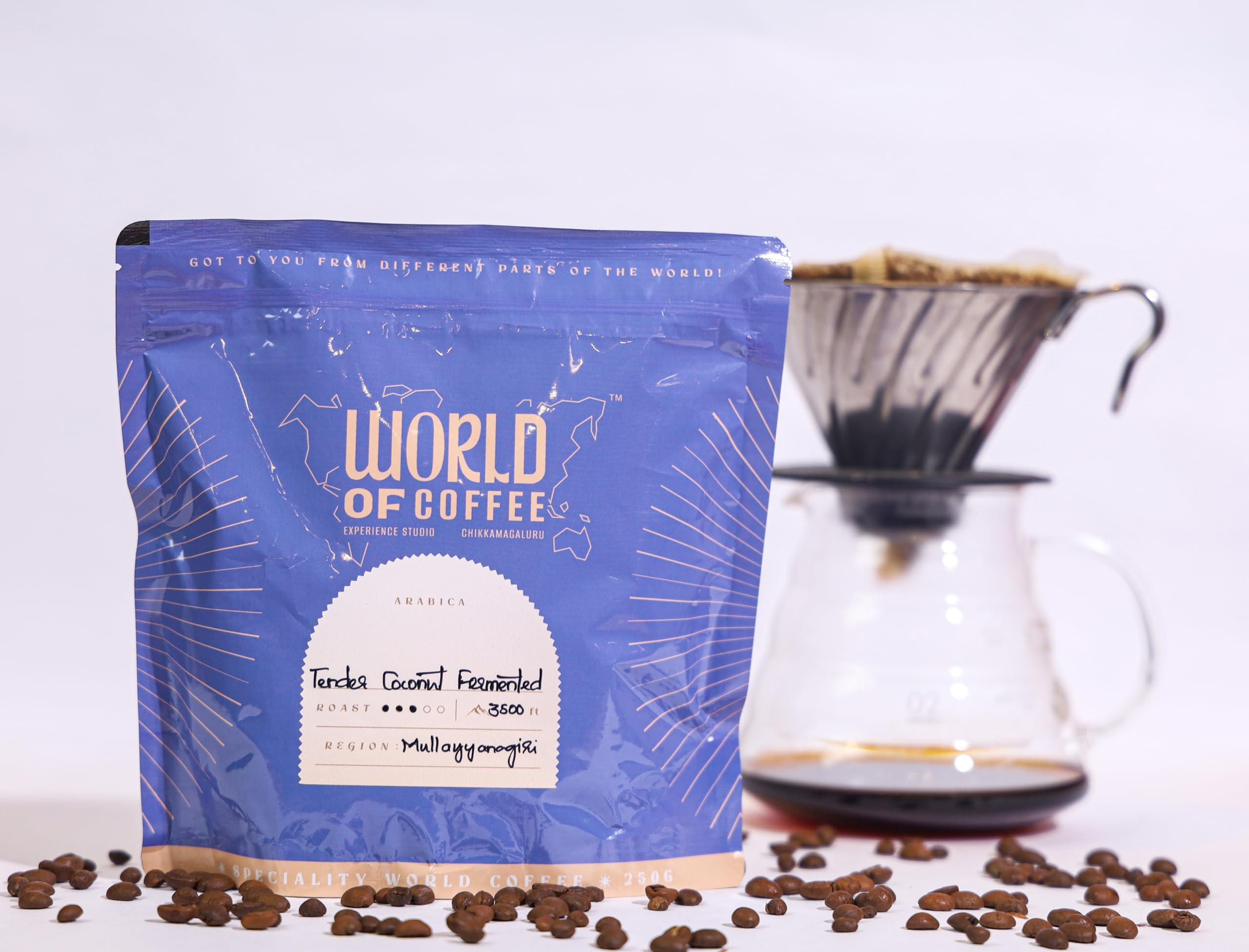WORLD OF COFFEE WORLD OF COFFEE Tender Coconut | Best Coffee | 250 gm Roast & Ground Coffee | Rich Coffee Experience (Whole Beans) (Pack Of 1)