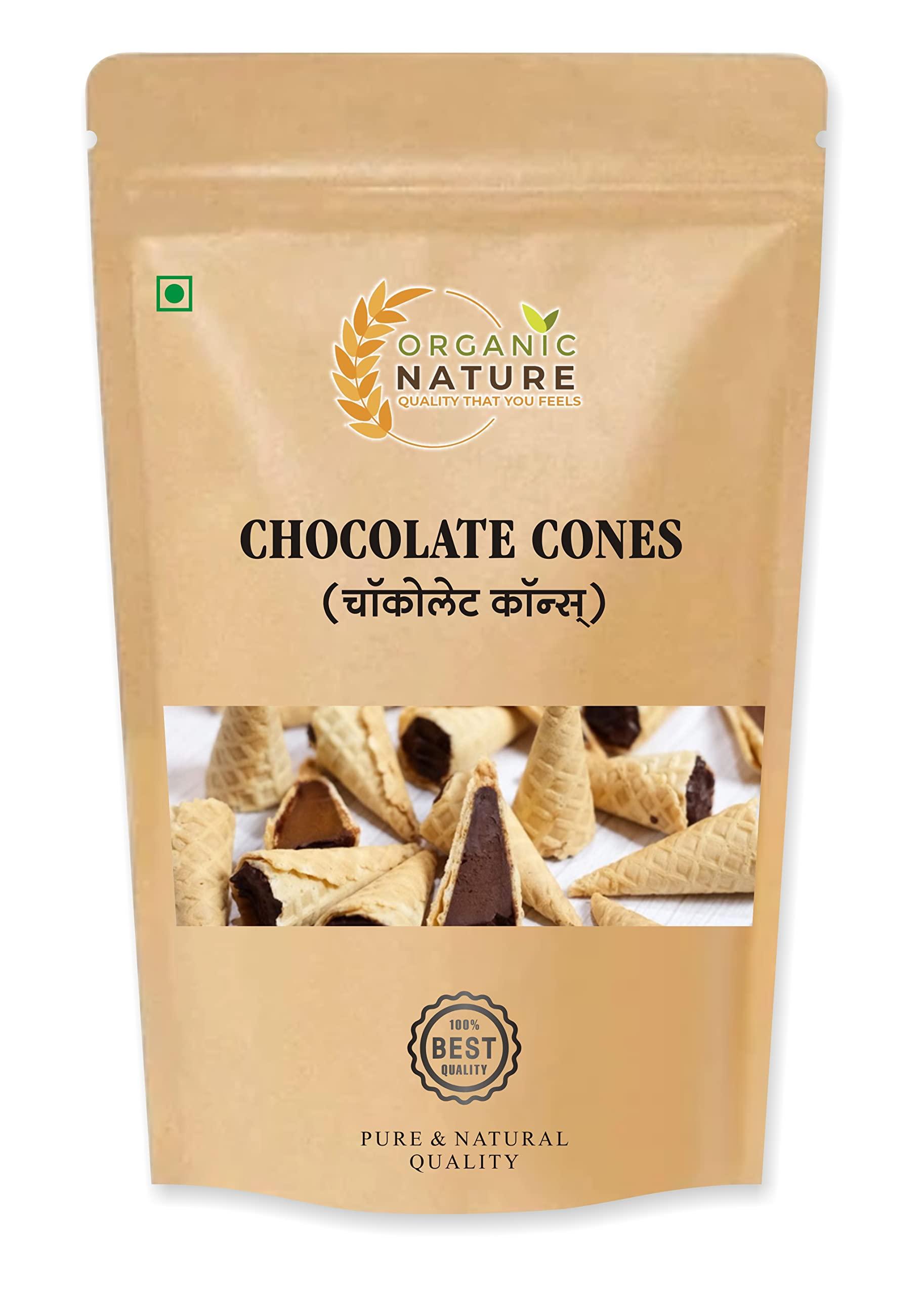 ORGANIC NATURE Organic Nature Mini Waffle cone, 25 Pieces Mini chocolate cone, Conio waffle cone snacks Ice Cream Waffle Cones, Mini Waffle Chocolate, cones for ice cream Box Pack