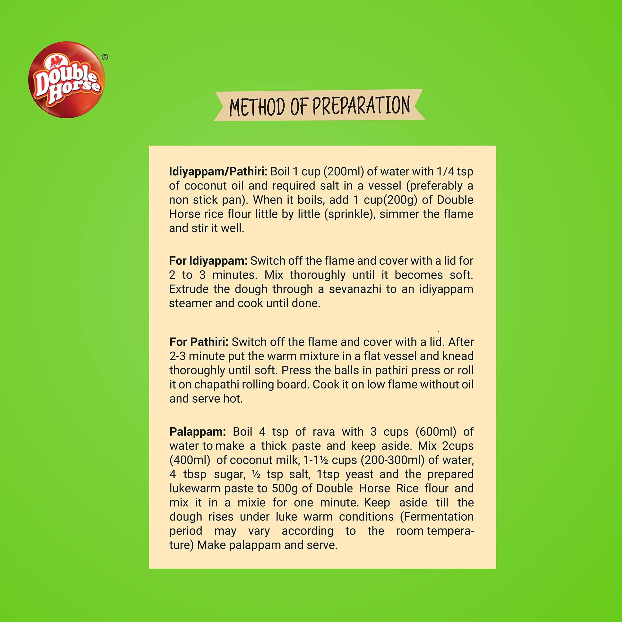 Double Horse Double Horse Traditional Appam/Idiyappam/Pathiri Rice Flour 5kg | Roasted Rice Flour| Sortex Rice Powder|Aripodi| Pathil Powder