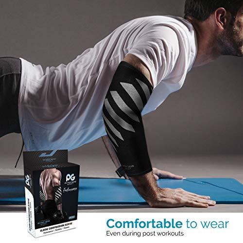 Physix Gear Sport Physix Gear Elbow Brace for Tendonitis - Best Compression Arm Sleeve, Tennis Elbow Brace & Elbow Compression Sleeve for Elbow Support, Tennis Elbow Treatment & Elbow Sleeve Weightlifting 1pk Grey S