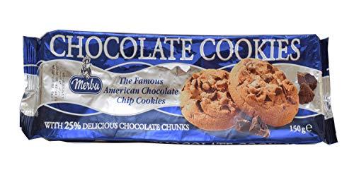 Merba Merba Chocolate Chip Cookies (25% chocolate) 150g & Merba White Chocolate & Cranberry Cookies 150g (Pack of 2)