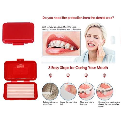 Ceonam Braces Cleaning Kit for Teeth , Portable Orthodontic Toothbrush Kit Oral Care Dental Travel Kit - Interdental Brush Dental Wax Dental Floss Toothbrush Box (Red)