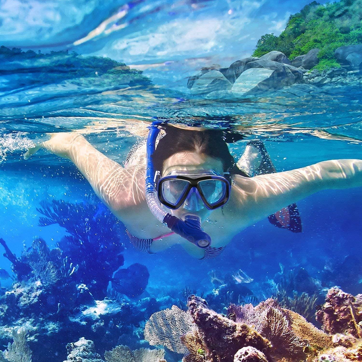 Arcanine Arcanine Snorkeling Set, Diving Snorkeling Diving Mask with Food Grade Silicone Mouthpiece, Snorkel Mask Tempered Glass Lens, Crystal Clear View and Adjustable Strap (HALF MASK)