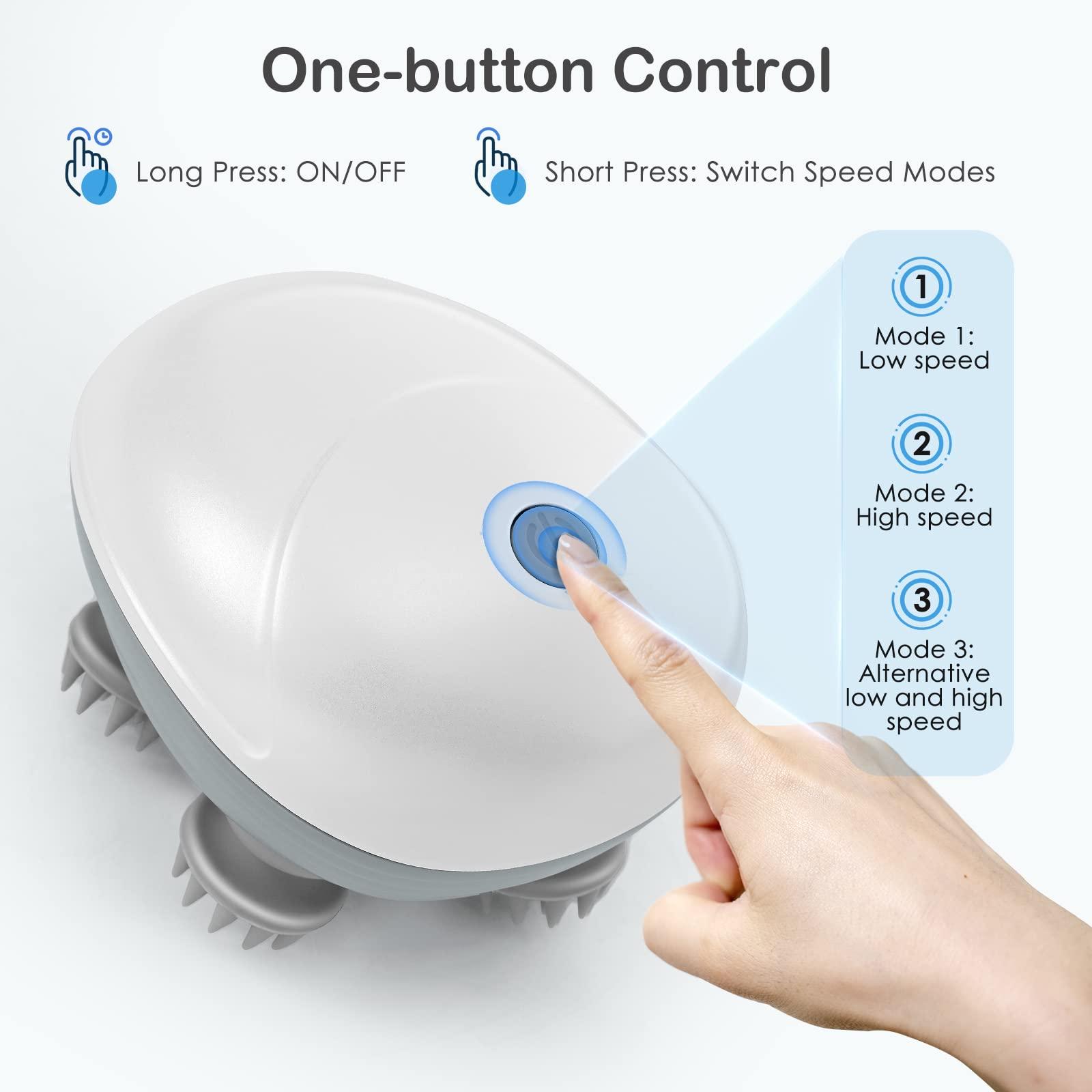 fomey Fomey Electric Scalp Massager, 3 Modes Head Massager Scalp Hair Growth Portable Waterproof Pet Massager for Dogs and Cats with 4 Massage Heads Deep Clean and Stress Relax, Gifts for Men Dad