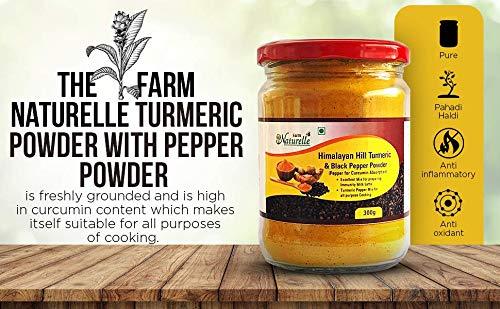 Farm Naturelle Farm Naturelle-Pure Himalayan Mountain Turmeric (Curcumin) with Black Pepper (Peperine) Powder -100 gms