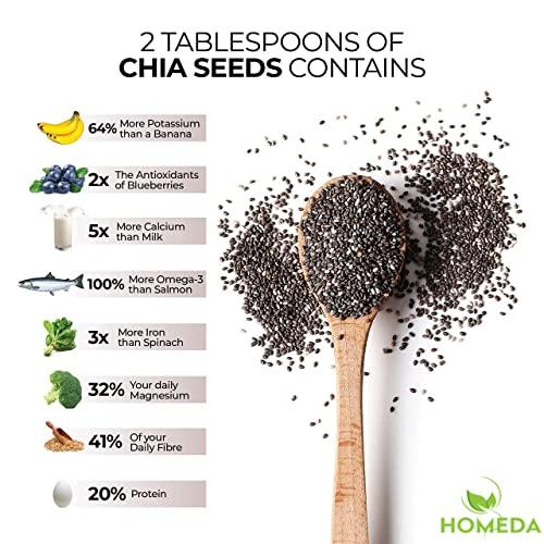 Homeda Homeda Organic Chia Seeds (1 Kg / 1000g) Premium, Raw, Unroasted, Diet Snacks | Chiya, Sia, Cheea