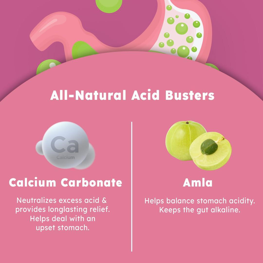 Vito Relief Vito Relief Acidity Chewable Tablets For Heartburn and Acid Reflux Lemon Flavor - Plant Based Natural Ingredients Amla And Calcium Carbonate For Instant Relief, 60 Tablets (60 Tablets)