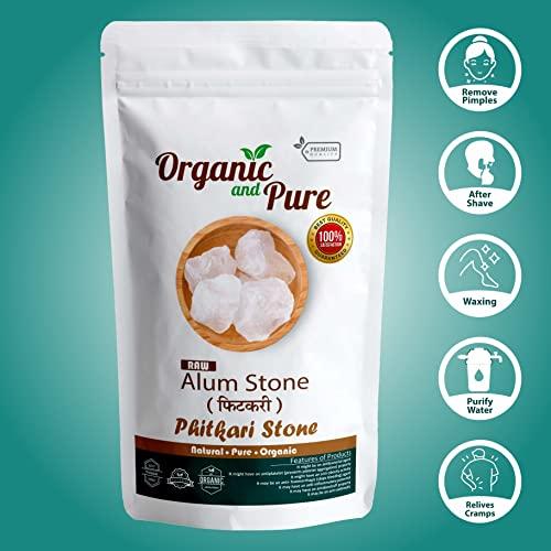 Organic and Pure Organic and Pure Alum Stone Block | Phitkari Alum Stone | Fitkari Stone for Skin Vastu Face Skin Hair Water Underarms Shave Teeth | Potassium Potash 900g