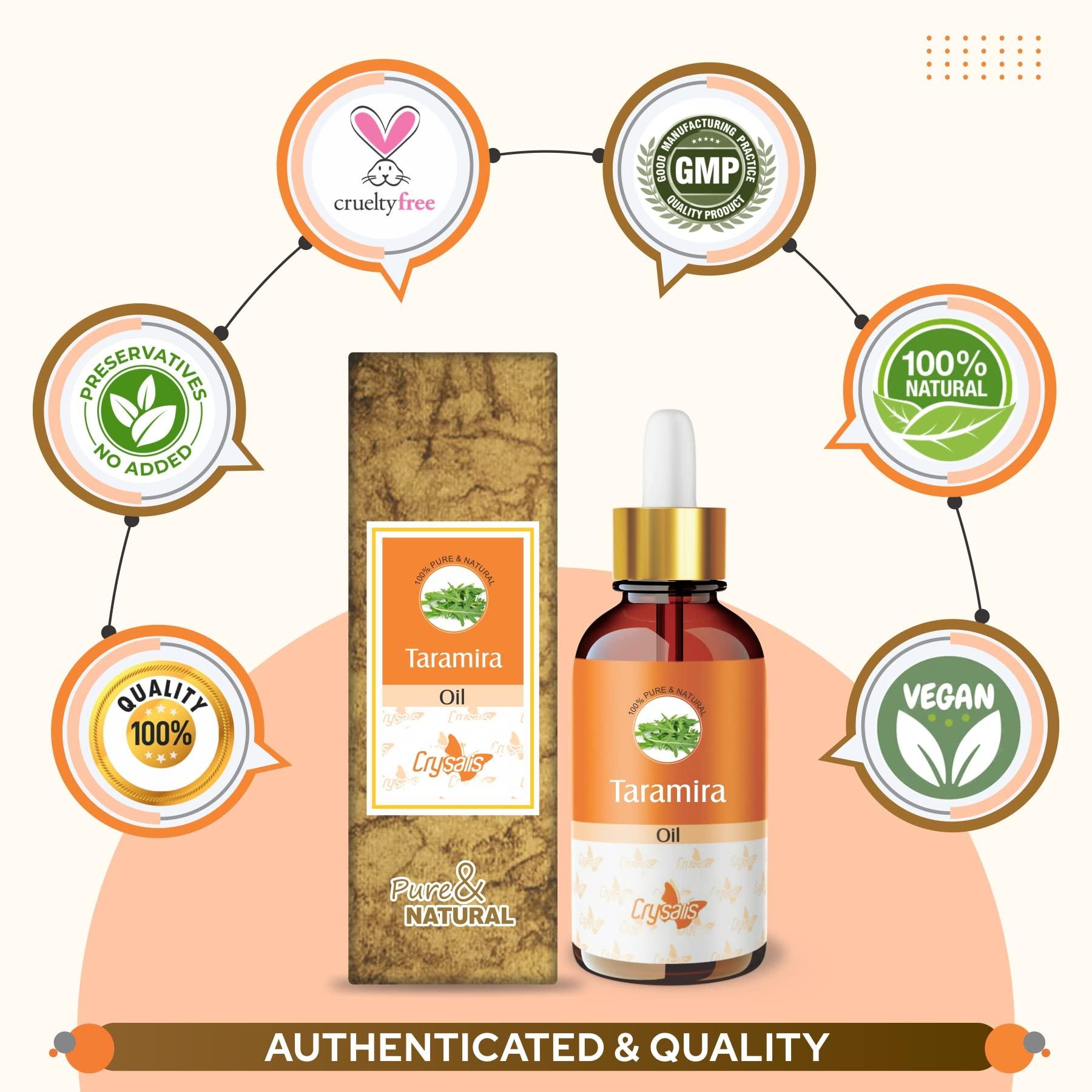 Crysalis Crysalis Taramira (Eruca Vesicaria Ssp. Sativa) Oil |100% Pure & Natural Undiluted Essential Oil Organic Standard /Taramira Oil For Healthy Hair & Skin /Removes Dandruff -50Ml With Dropper