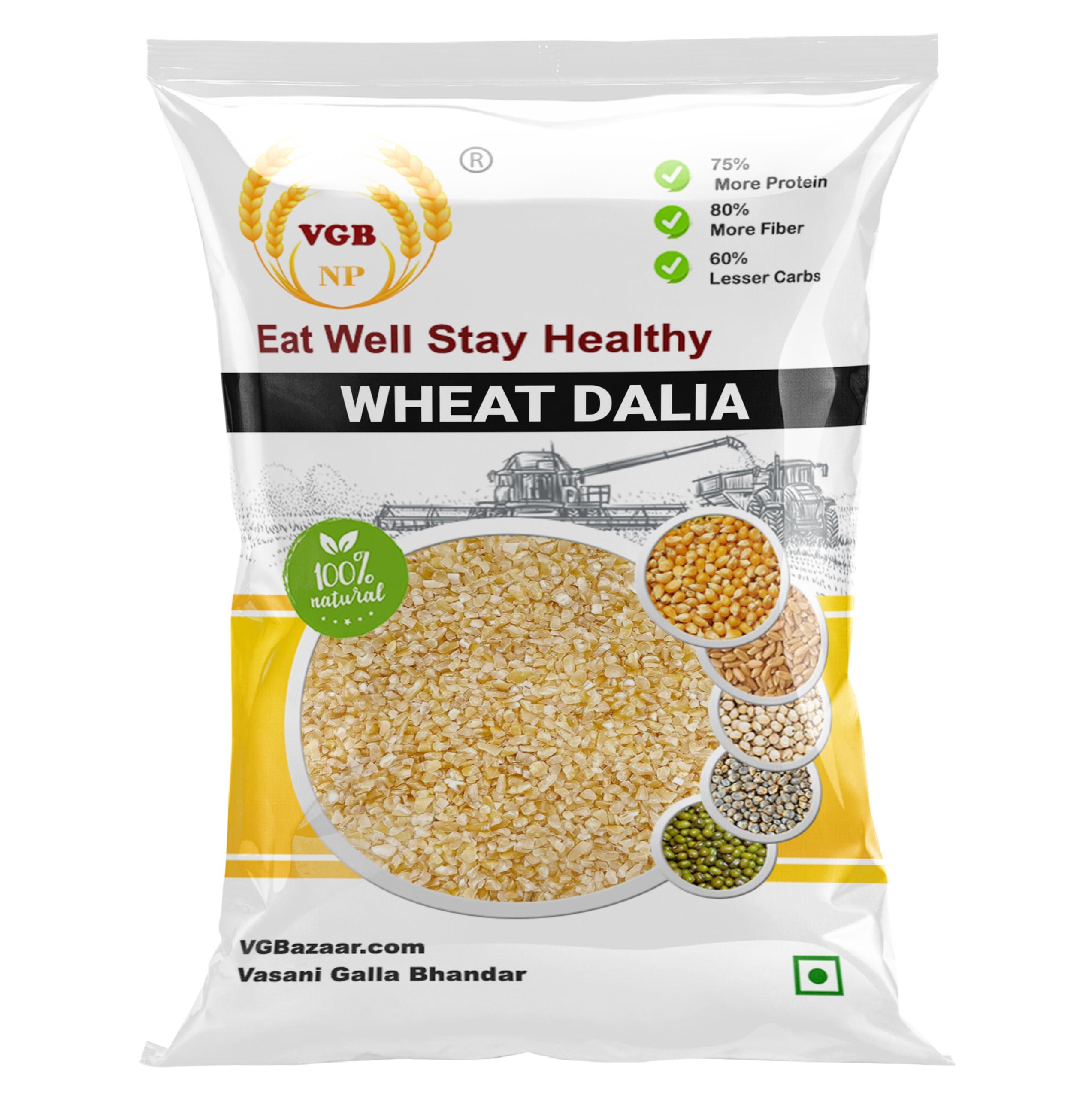 VGBNP VGBNP Vasani-G Natural & Unpolished High Fiber Wheat Dalia (Broken Wheat Daliya) Easy To Cook Wheat Porridge (Gehu Ka Dalia | Crushed Dalia) - 4Kg