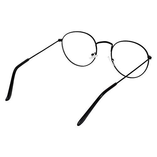 Fairydot Opticals FAIRYDOT Round Metal Computer Glasses with Blue Cut + Antiglare And UV protection for Eyes comfort, Safety from Harsh Blue Light Coming From Mobile Computer Laptop (BLACK) ((SMALL-47mm)