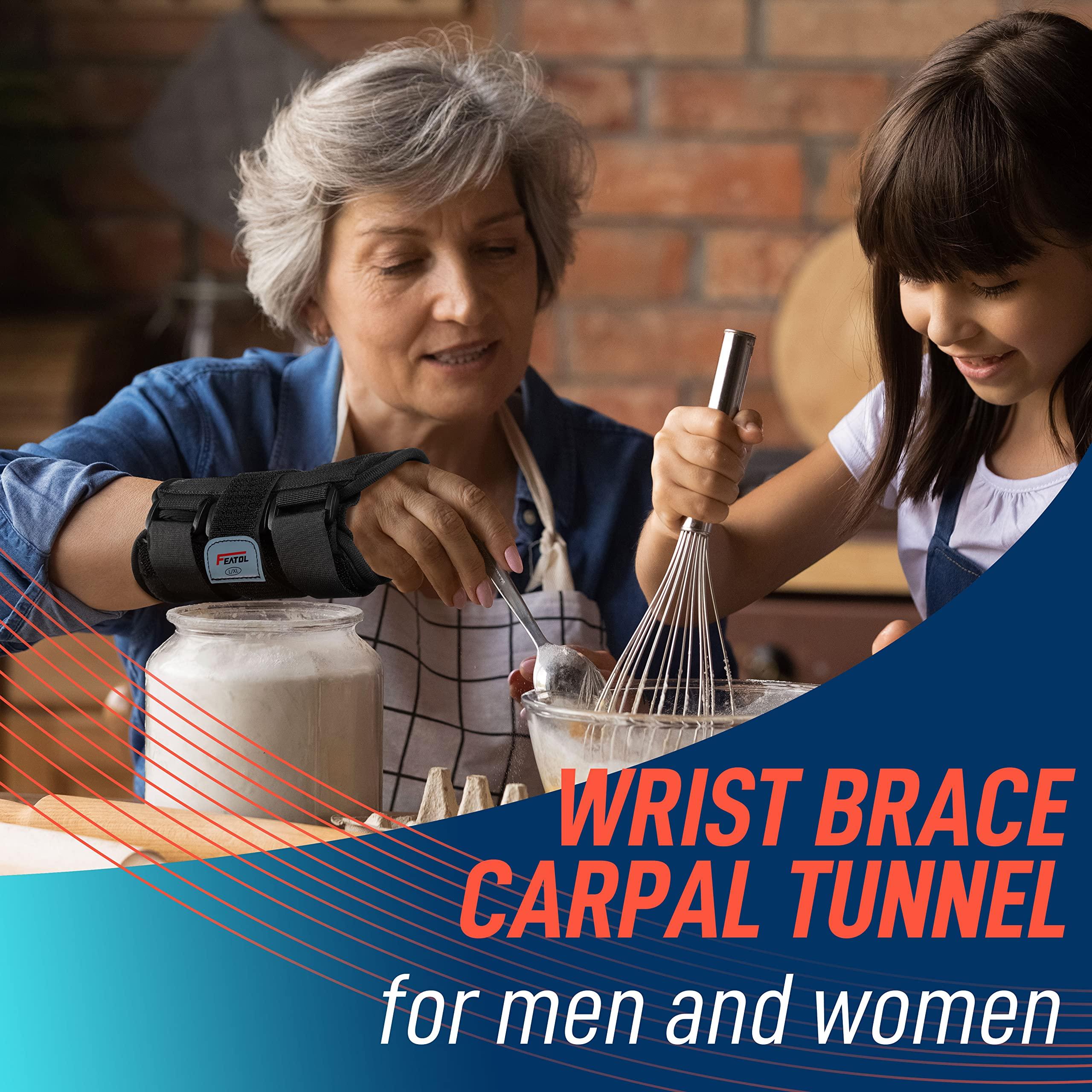 FEATOL Wrist Brace for Carpal Tunnel, Adjustable Wrist Support Brace with Splints Left Hand, Large/X-Large, Arm Compression Hand Support for Injuries, Wrist Pain, Sprain, Sports