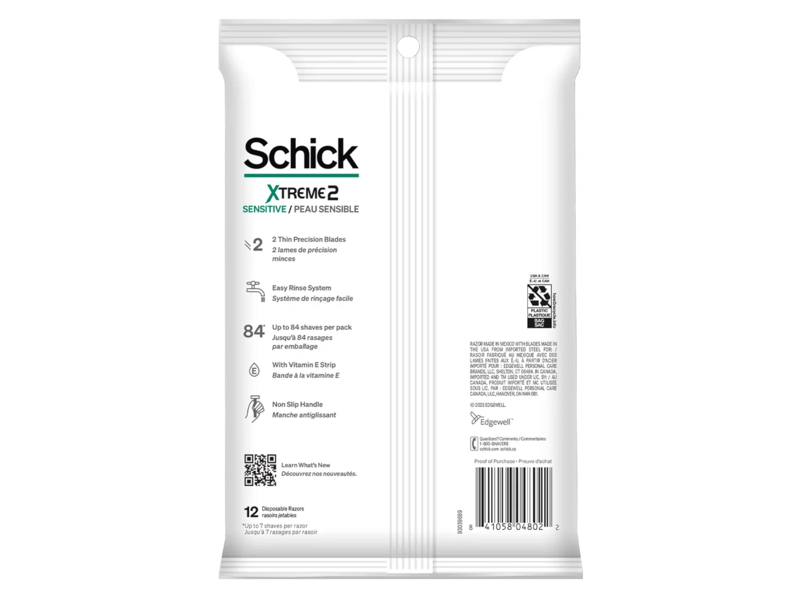 SCHICK Schick Slim Twin ST 2 Disposable Razors for Men Sensitive Skin Shaving Razor, 12 Count