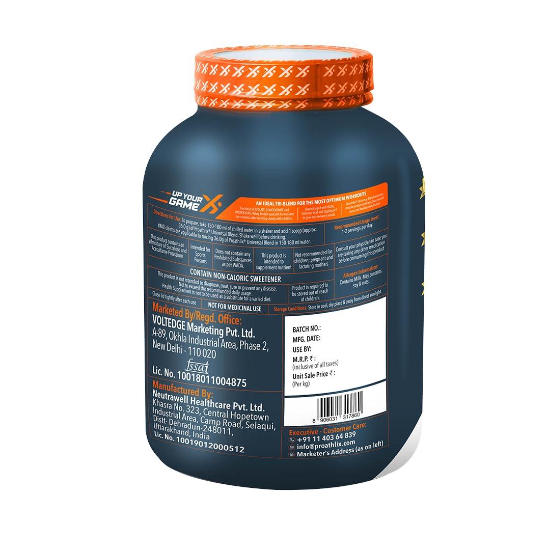 Proathlix Proathlix Universal Blend Whey Protein Powder for Men and Women (Caf Mocha, 1KG), No of Servings 27, Whey Isolate, Whey Concentrate, Whey Hydrolysed