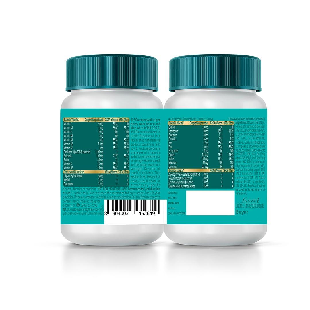Supradyn Supradyn Naturals Calcium for Men and Women|Multivitamin with Vitamin D, Magnesium, Zinc, Vitamin B 12 & Turmeric|For Bone health and Joint support|Pack of 60 tabs|Veg