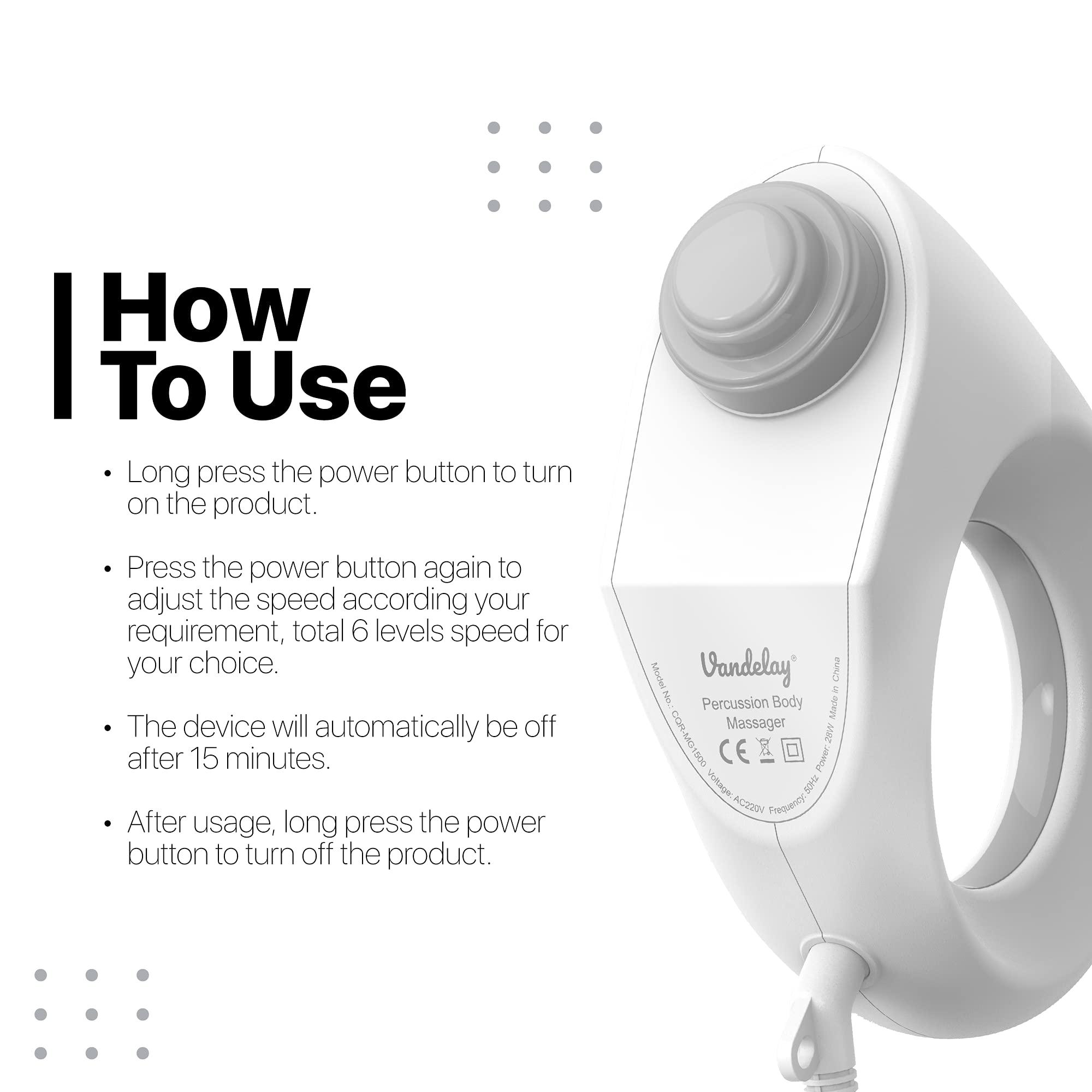 Vandelay Vandelay (UK) Deep Tissue Percussion Massager - Electric Handheld Gun Massager for Pain relief & relaxation (Wired)