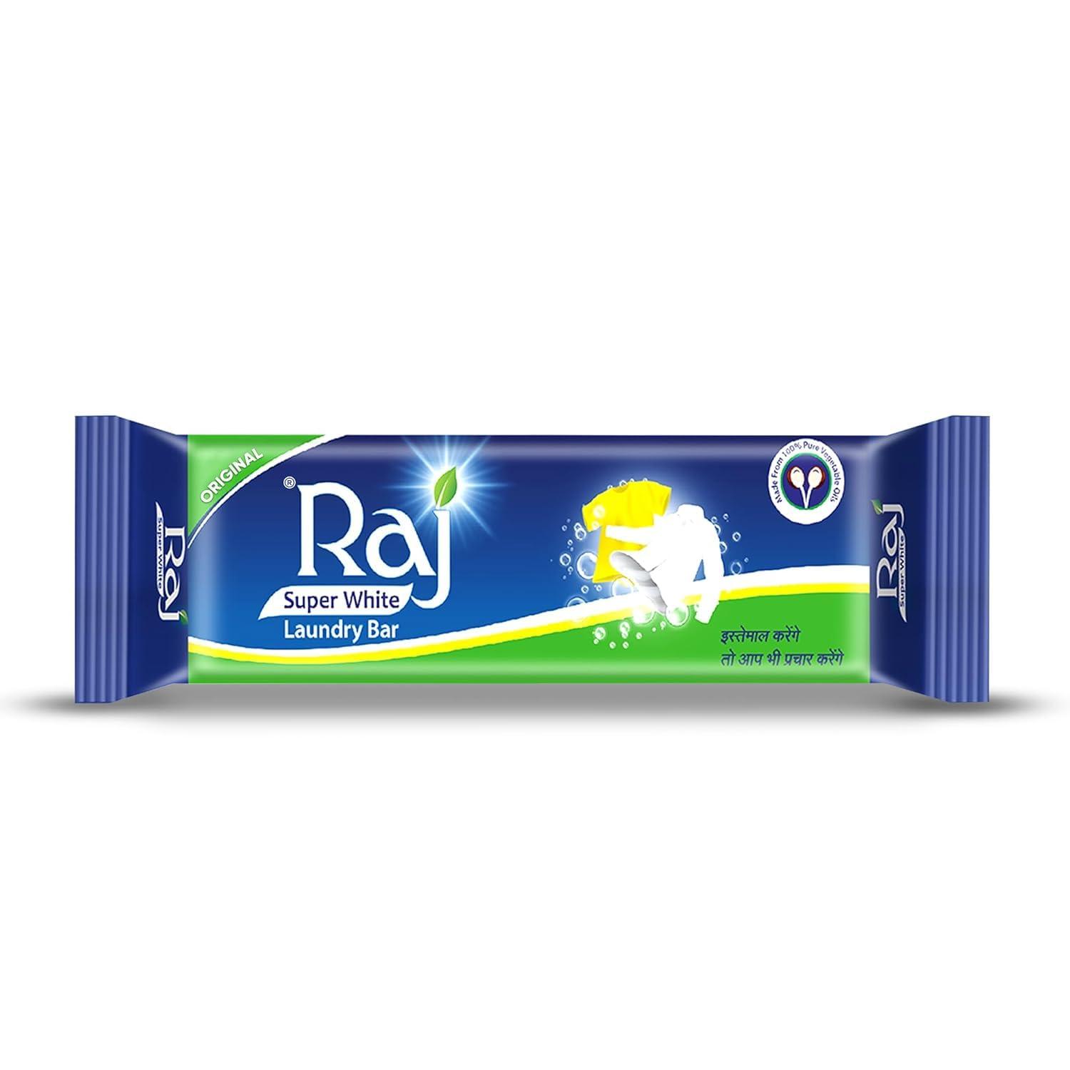RAJ SUPER WHITE Raj Super White Laundry Soap For Clothes | Removes Tough Stains |, 70g x 20 (Pack of 20)