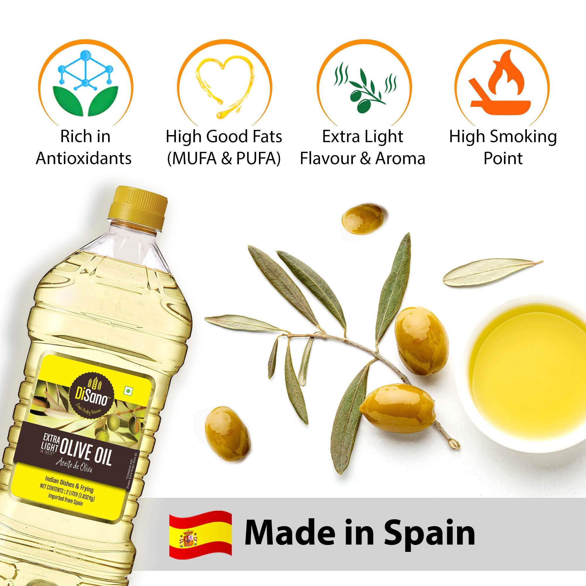 DISANO DiSano Extra Light Olive Oil, Indian dishes and frying, 2L & DiSano Extra Virgin Olive Oil, First Cold Pressed, 250ml Material : vegetarian