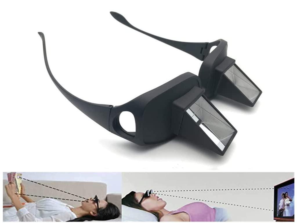 Flywindy Flywindy Horizontal Reading Glasses for Bedridden Readers Prism Glasses Reading in Bed Prevent Neck Fatigue Spectacles Lazy Glasses for Lying Down Reading and Watching TV in Bed, Black, 60MM