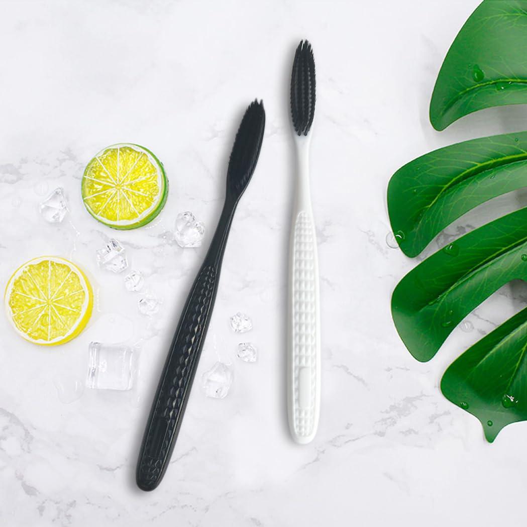 Gold Dawn Gold Dawn Huge Head Toothbrush, Pack of 4 Black Medium Soft Charcoal Bristles, Excellent Cleaning Effect, Upgraded Toothbrush for Dail Dental Care and Sensitive Teeth and Gums.