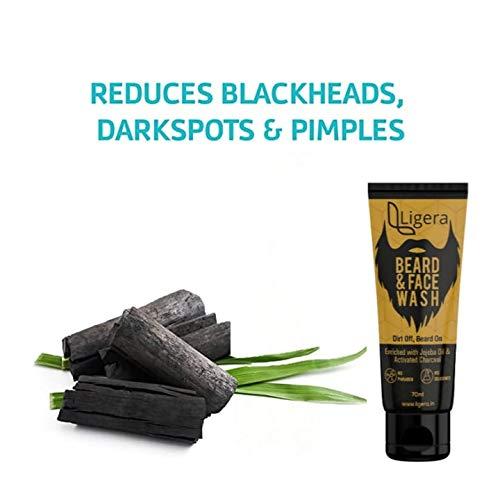Ligera Ligera Face & Beard Wash For Men with Activated Charcoal, Jojoba & Vitamin E | Made in India (Pack Of 2)