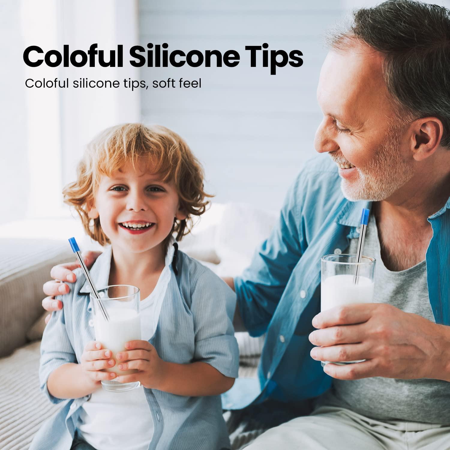 Ecoangel 4 Pack Portable Reusable Metal Straw Collapsible Stainless Steel Drinking Straw Telescopic Straw to Drink Water Smoothie with Aluminum Key-chain Case & Cleaning Brush Black & rose gold & blue & gold