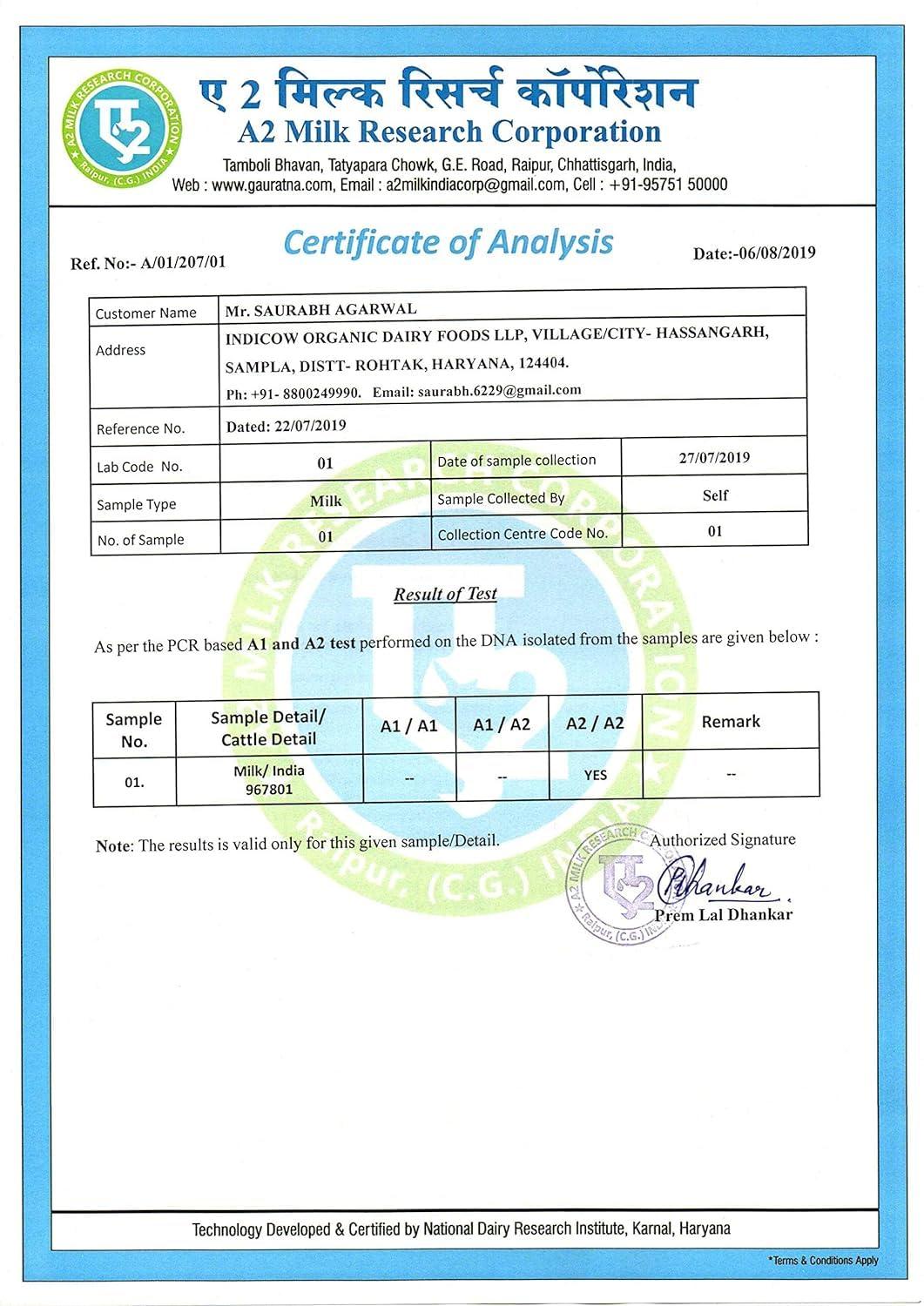 Indicow Indicow Organic Dairy Foods Pure Authentic A2 Ghee (500millilitre, Kankrej) | Grass Fed, Hand Churned, 100% Pure and Preservative Free