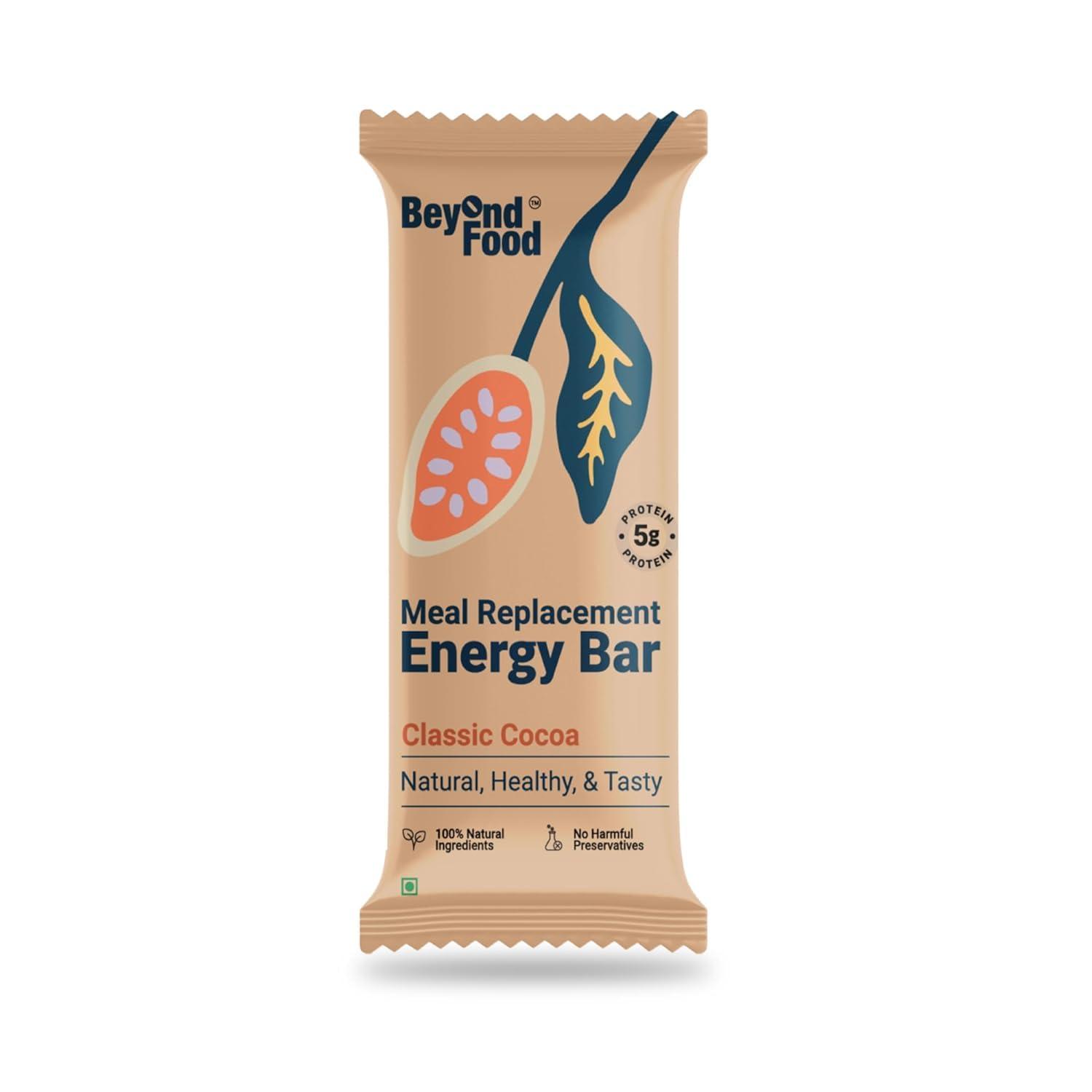 Beyond Food Beyond Food Meal Replacement Bars (Pack of 9, 220 Kcal Each) | 5g Rich Protein | No Added Sugar | Made with Dates, Nuts, Seeds & Dry Fruits | Healthy Snacks for Energy & Fitness | Classic Cocoa Box