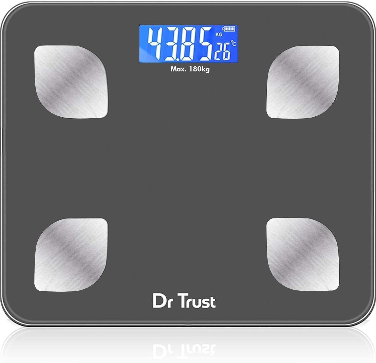 Dr Trust Dr Trust (USA) Rechargeable Bluetooth Digital Smart Fitness Body Fat Composition Analyzer BMI Weight Machine For Human USB Electronic Weighing Scale- 505 (Gray)