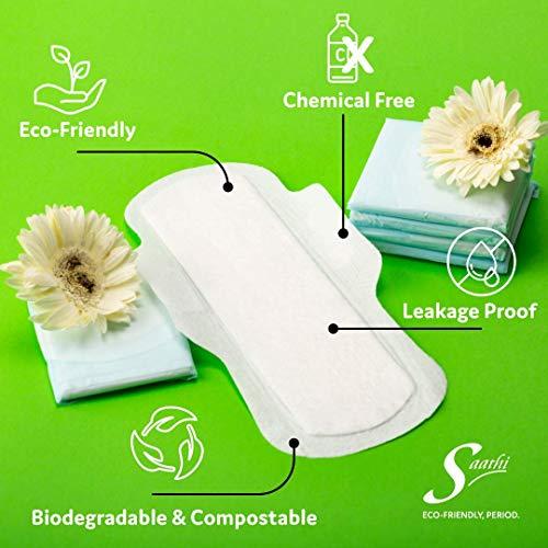 Saathi Saathi Regular (245 mm) Certified Organic Bamboo Biodegradable Sanitary Pads with Wings for Regular Flow & Rash-Free Periods - 12 Pads, Eco-Friendly, Natural & Compostable Napkins for Women