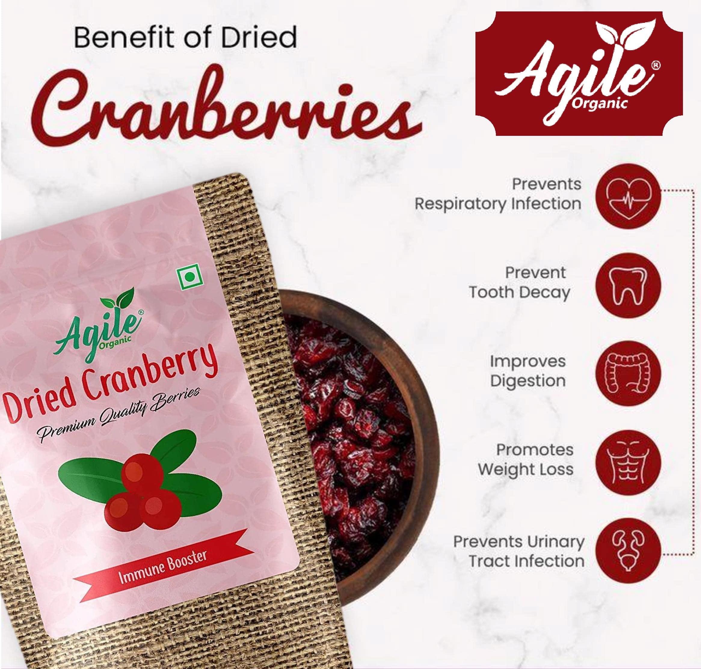 Agile Organic Agile Organic 200gm Turkish Hazelnuts+ 200gm Whole Dried American Cranberries Exotic Dry Fruit
