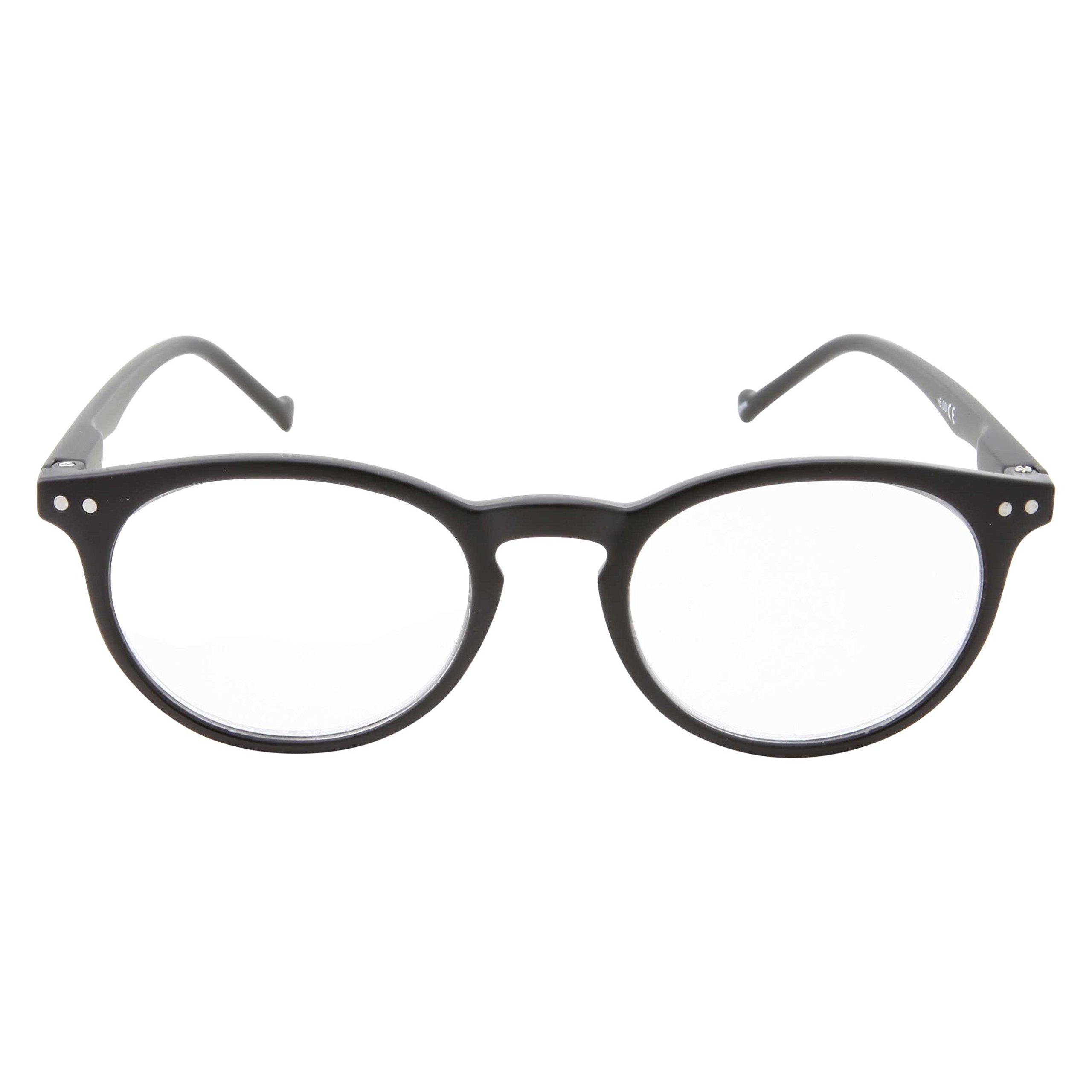 Wise Eyewear High Magnification Power Strong Reading Glasses Readers +4.00 to +6.00 (Black, 4.00)
