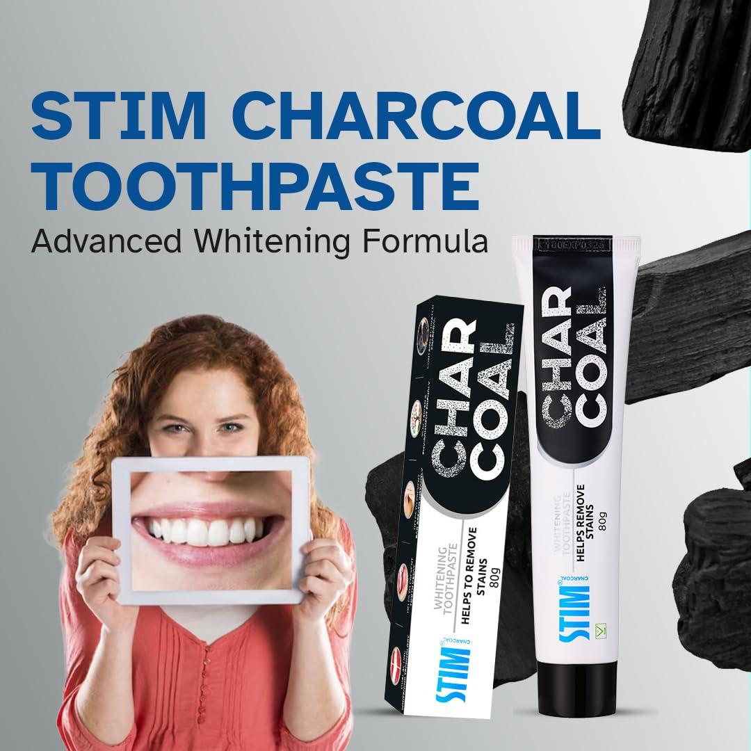 STIM STIM Charcoal Toothpaste For Natural Whitening (80g) Pack of 3
