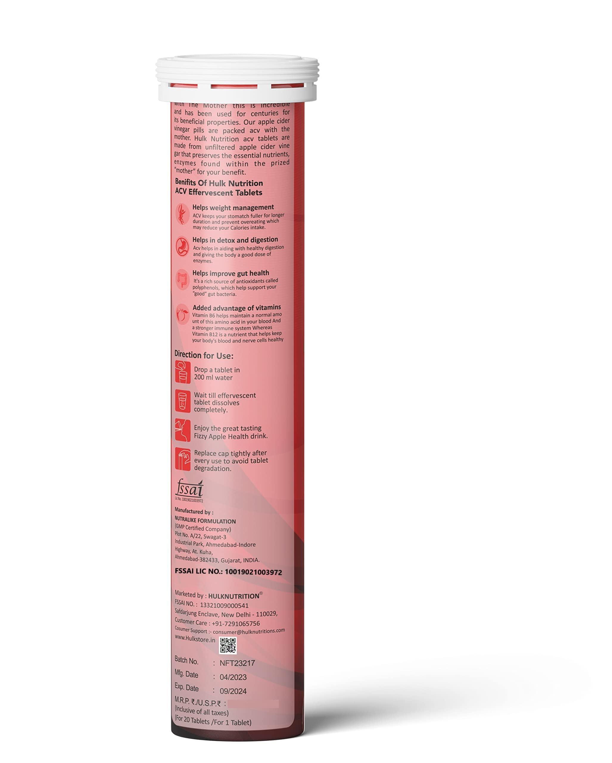 HulkNutrition HulkNutrition Hardcore Pre-Workout Supplement, Energy Drink with Creatine Monohydrate, Arginine AAKG, Beta-Alanine, Explosive Muscle Pump, Caffeinated Punch - For Men & Women [30 Servings, Cranberry] + Hulk Nutrition Apple Cider Vinegar (ACV) Efferve