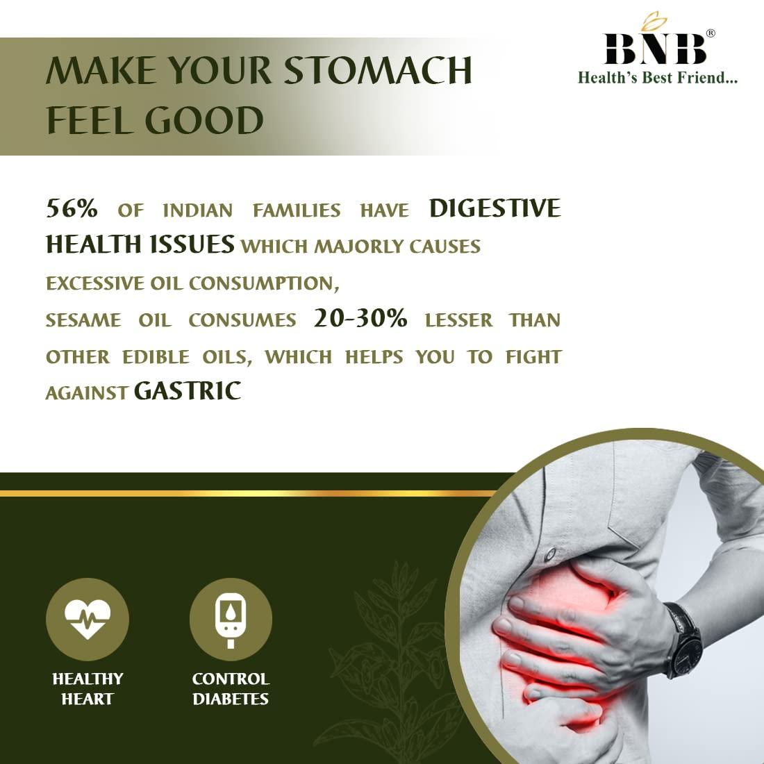 BNB BNB Refined Sesame Oil | Til Oil | Gingelly Oil | Healthy Cooking Oil |Deep Frying Oil | Daily Use| Low Trans-Fat | Non-Sticky | Neutral Flavour | 2 Litre