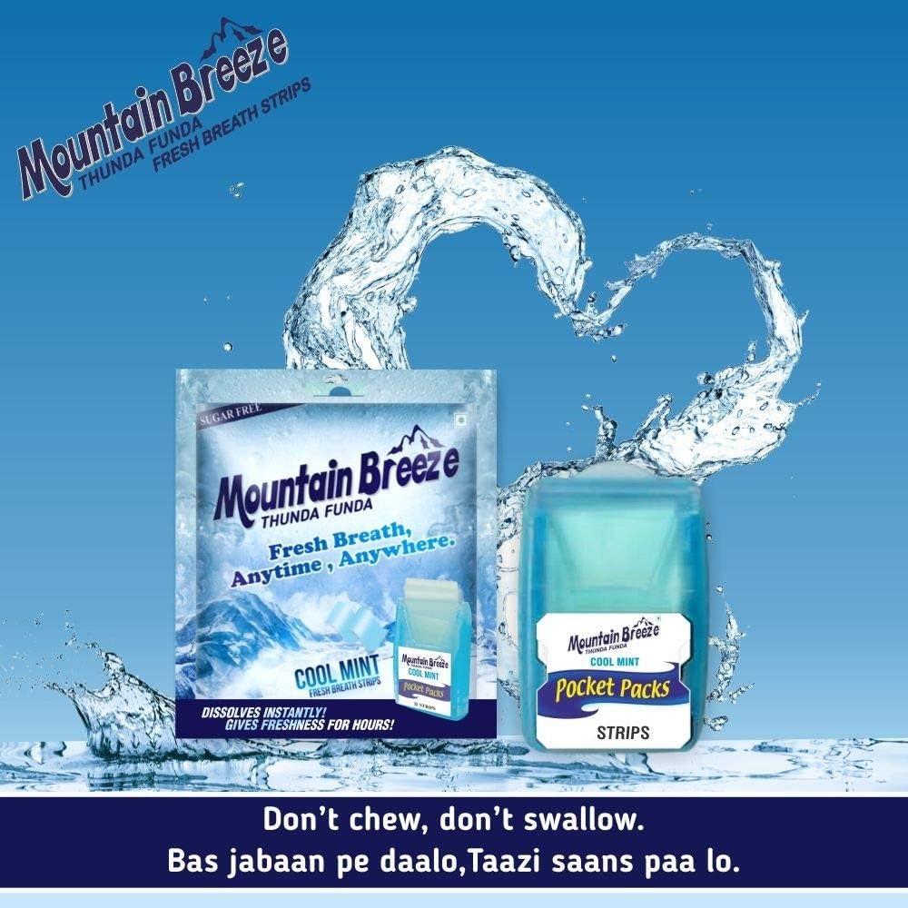 Mountain Breeze Mountain Breeze Oral Hygiene Mouth Freshener Sugar Free Coolmint Flavoured Breath Strips (18 Strips each Cassatte) - Pack of 1(12 Cassette).