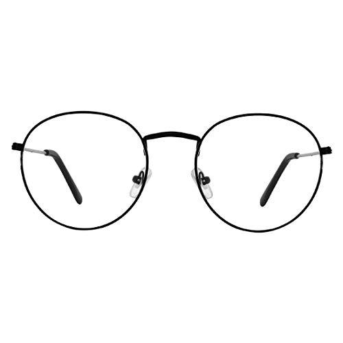 Fairydot Opticals FAIRYDOT Round Metal Computer Glasses with Blue Cut + Antiglare And UV protection for Eyes comfort, Safety from Harsh Blue Light Coming From Mobile Computer Laptop (BLACK) ((SMALL-47mm)