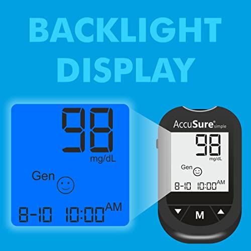 AccuSure AccuSure Instant Digital Simple Glucometer Kit | With 25 + 100(Additional) Strips,10 Lancet,1 Lancing device for Accurate Blood Glucose Sugar Testing Machine
