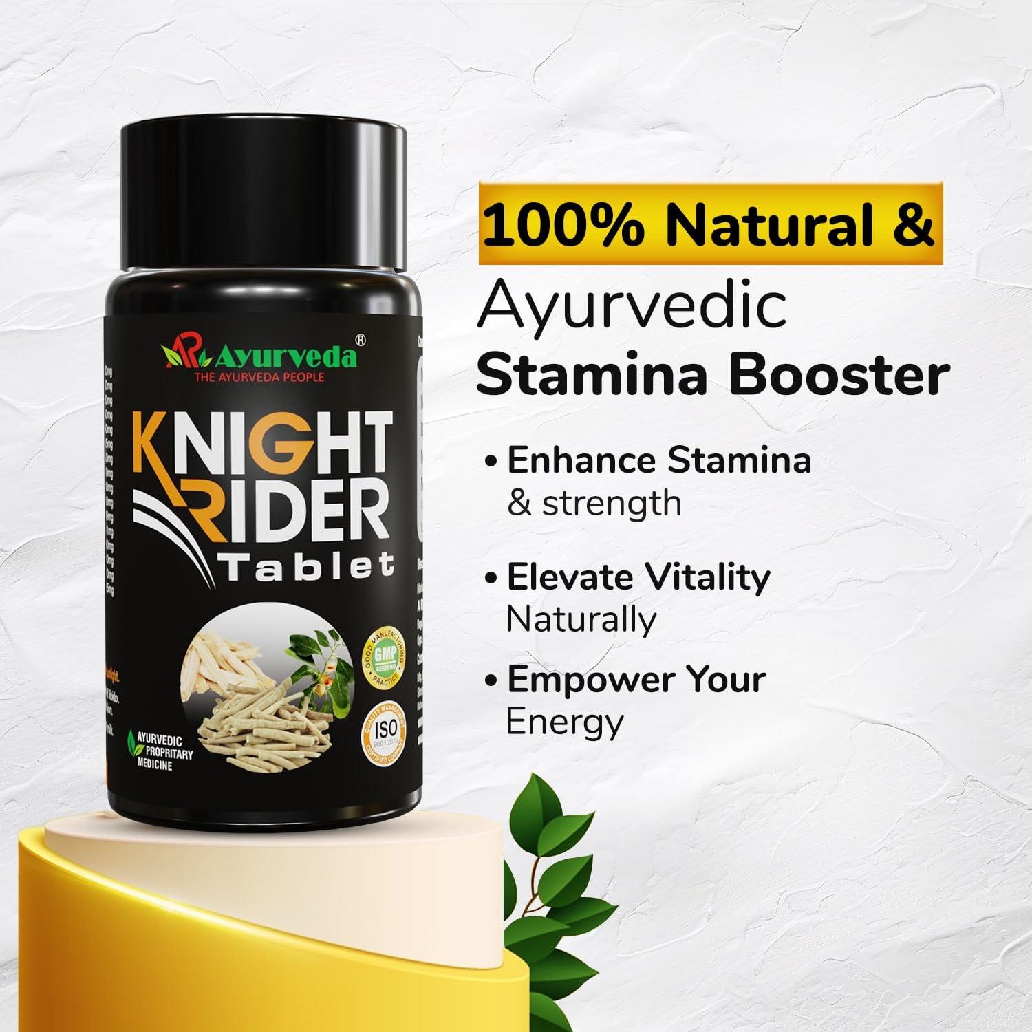 A R Ayurveda A R Ayurveda Pack of 1 Knight Rider Tablets for Men| Ayurvedic Medicine - For Stamina, Energy, Endurance, Immunity & Overall Wellbeing