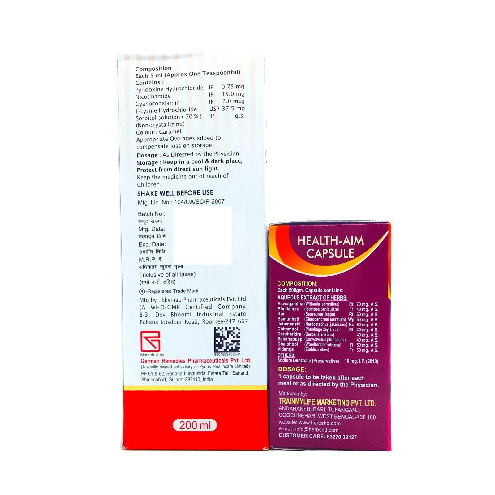 HERBSHD Order now vitamin B Plexavit L Syrup and Health aim capsule combo pack
