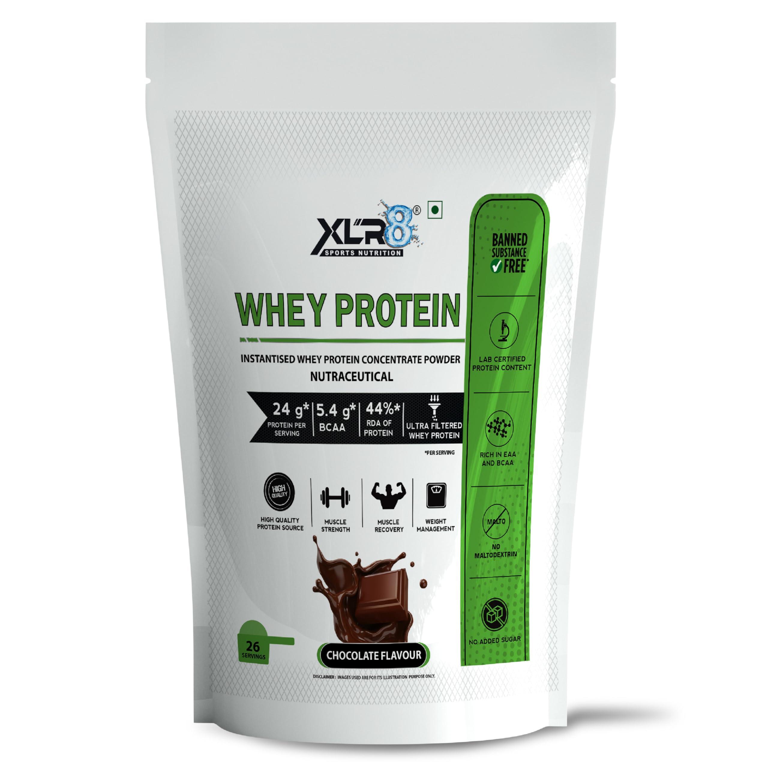 XLR8 XLR8 Whey Protein Powder with 24 g Protein Content & 5.4 g BCAA (907 g, Chocolate)